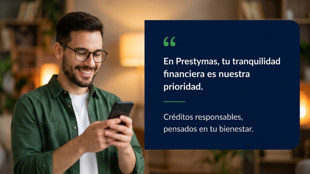 En Prestymas, tu tranquilidad financiera es nuestra prioridad. Créditos responsables, pensados en tu bienestar.